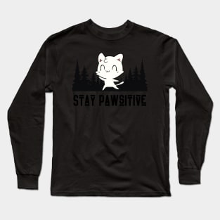 Stay Pawsitive Orange Cat Long Sleeve T-Shirt